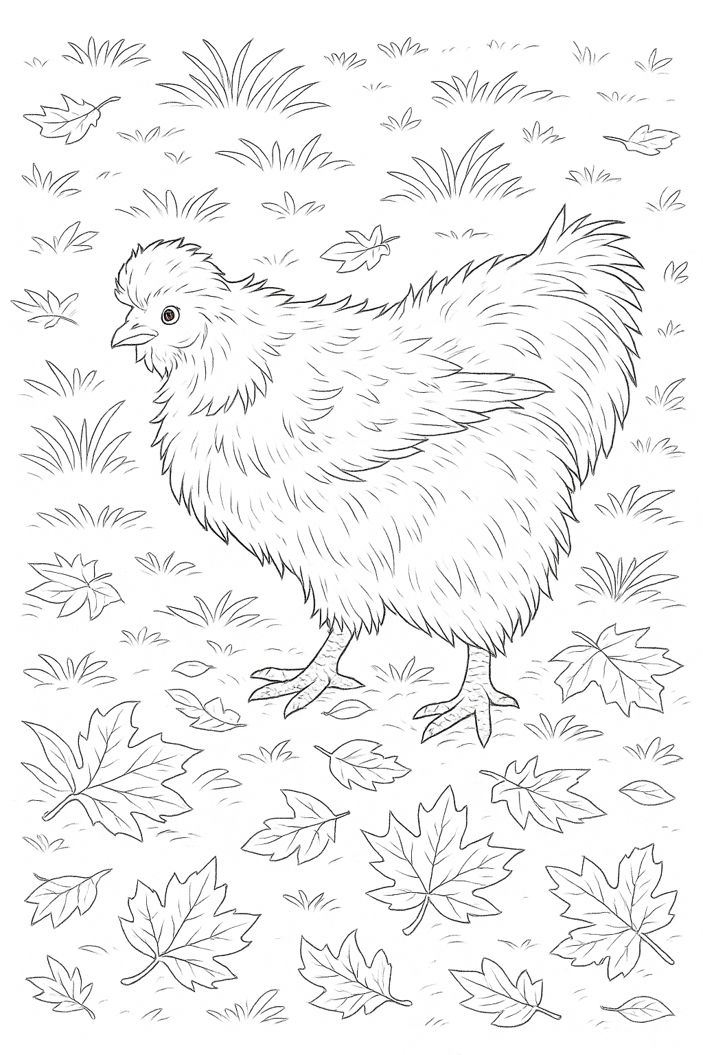 Silkie - Digital Coloring Page