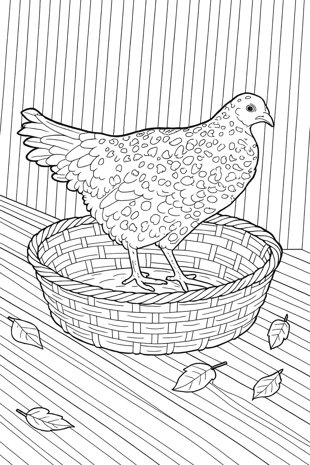 Dottie in a basket - Digital Coloring Page