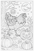 Halloween Rooster - Digital Coloring Page