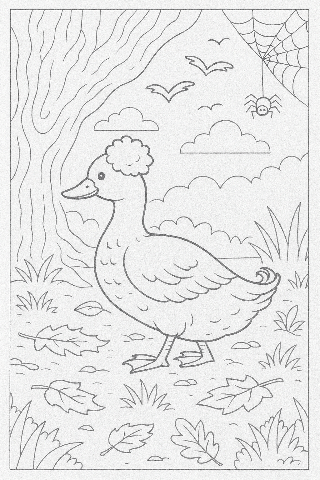 ￼￼Crested Duck - Digital Coloring Page