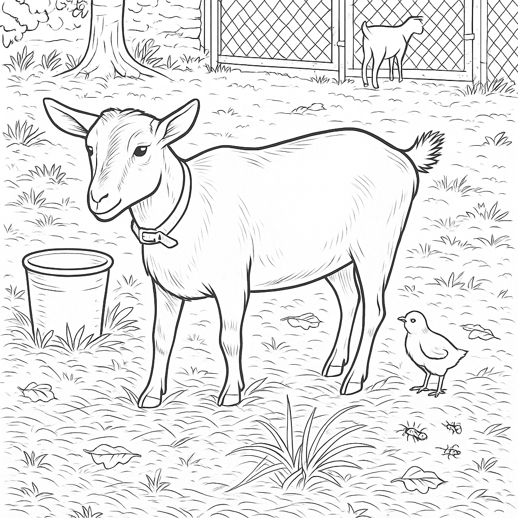 Goat - Digital Coloring Page