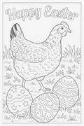 Easter Chicken - Digital Coloring Page