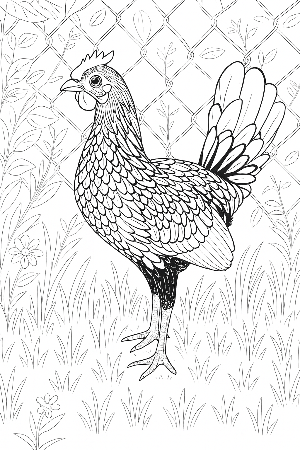 Seabright Bantam - Digital Coloring Page