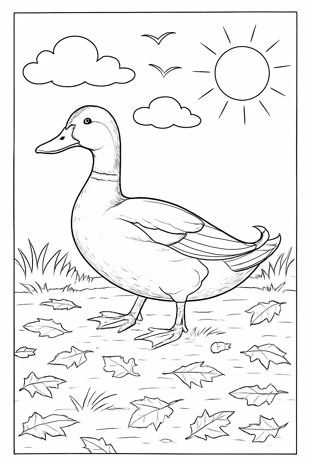 Mallard Duck - Digital Coloring Page