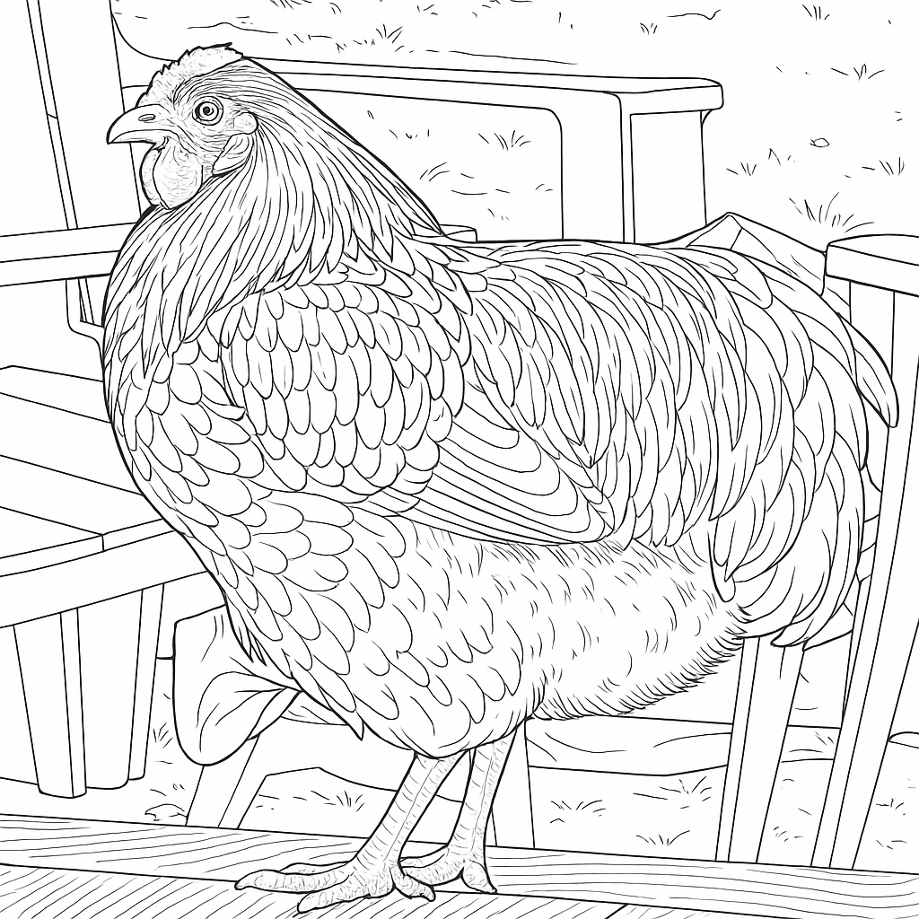 Blue Laced Gold Wynadotte - Digital Coloring Page