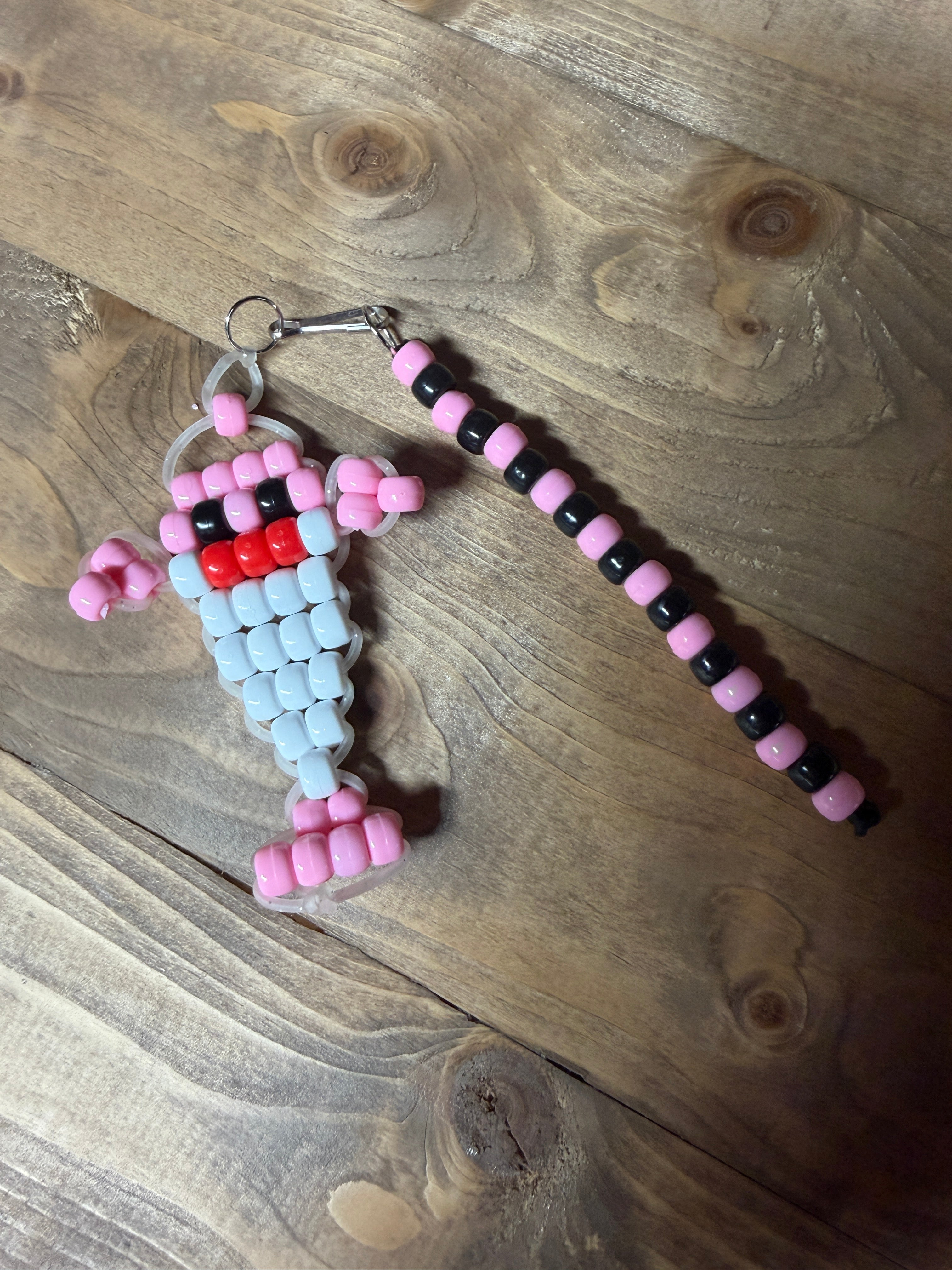 Small pink shark keychain