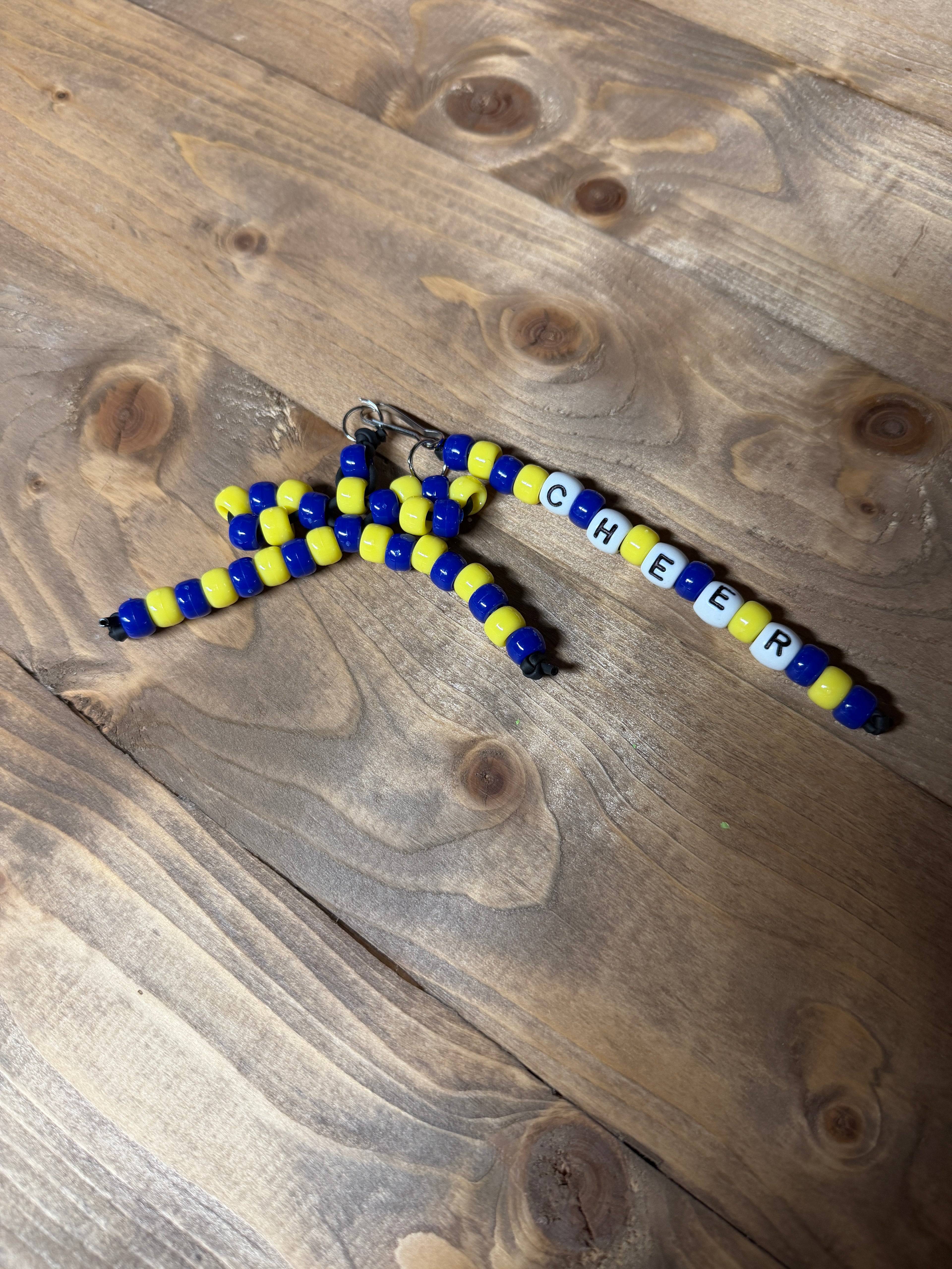 Blue & Yellow Bow 'Cheer' Keychain