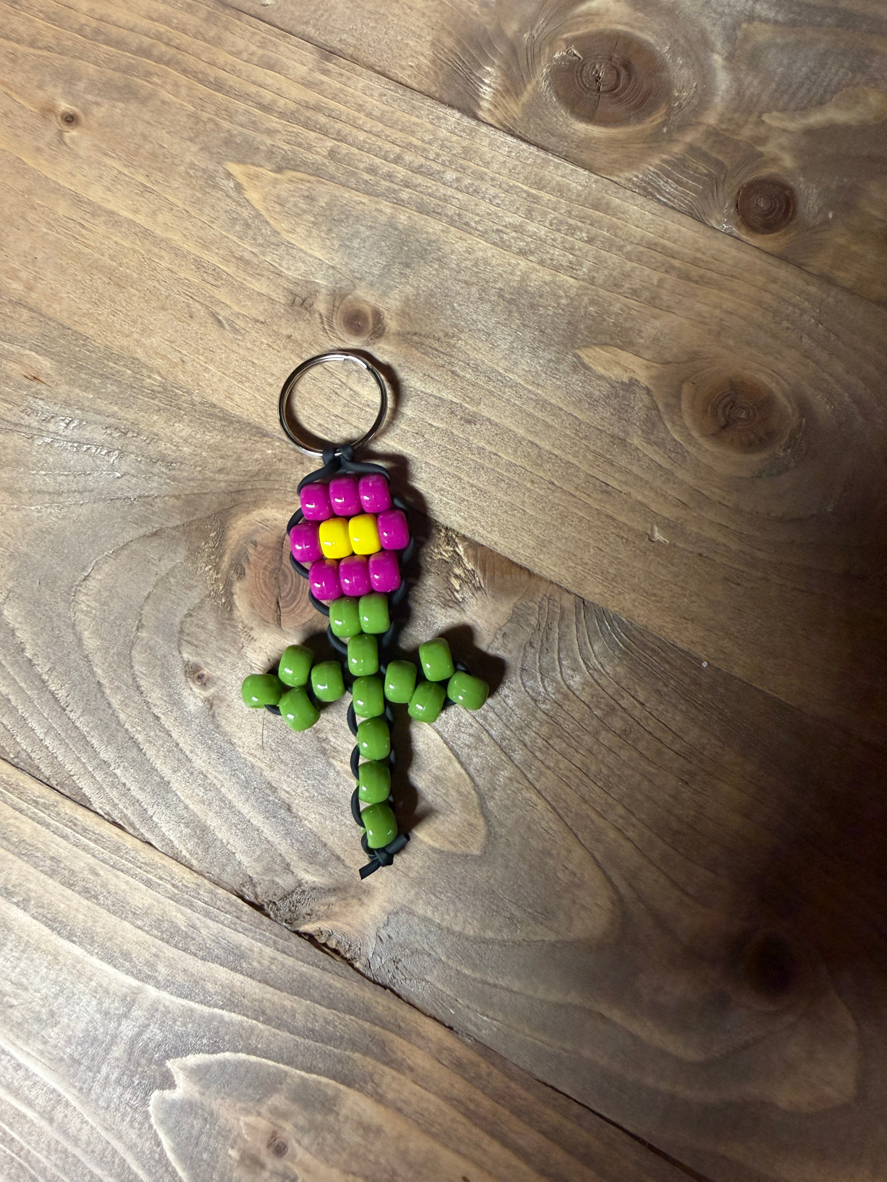 Dark Pink Flower Keychain