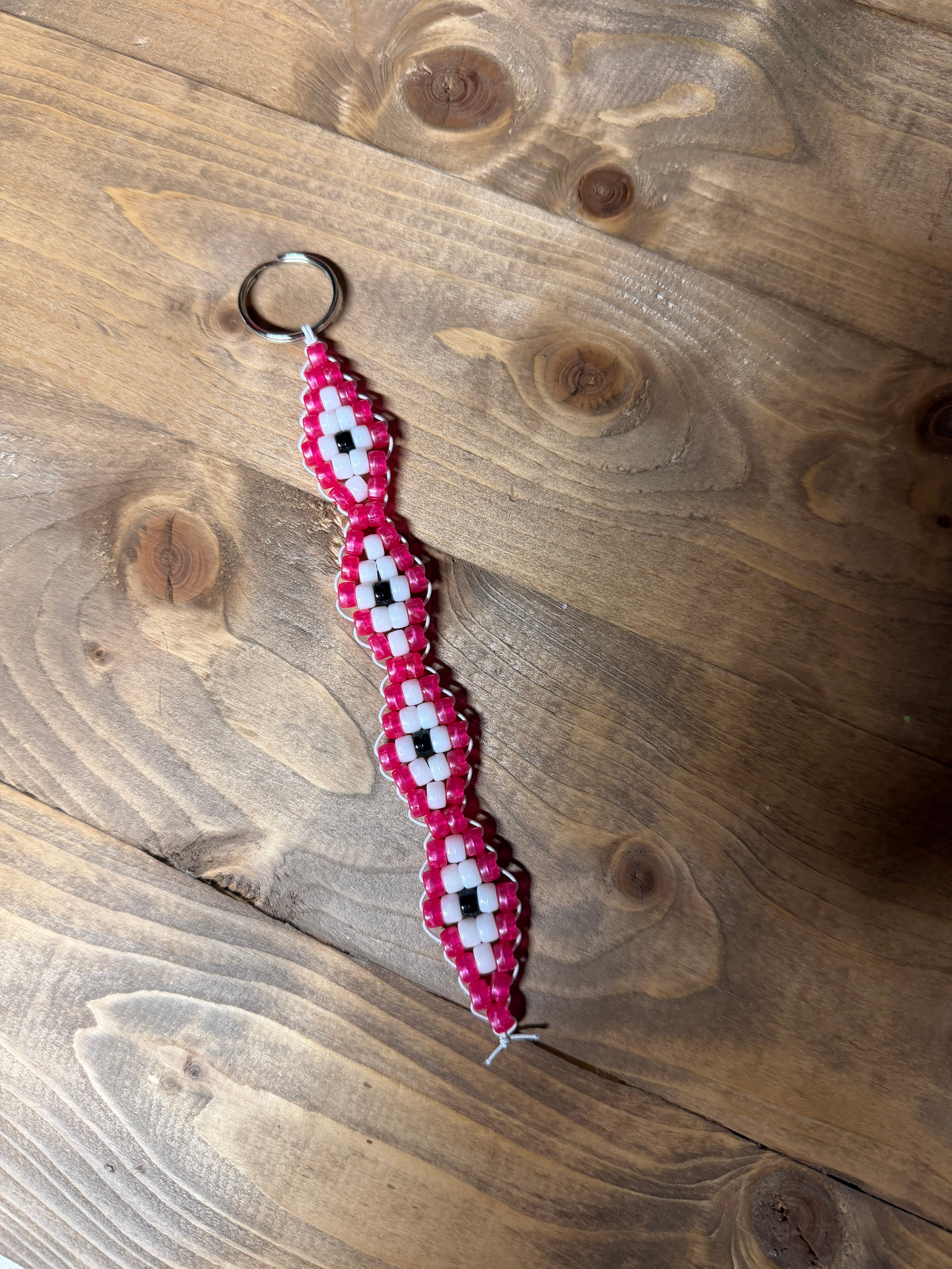 Pink, White, & Black Diamonds Keychain