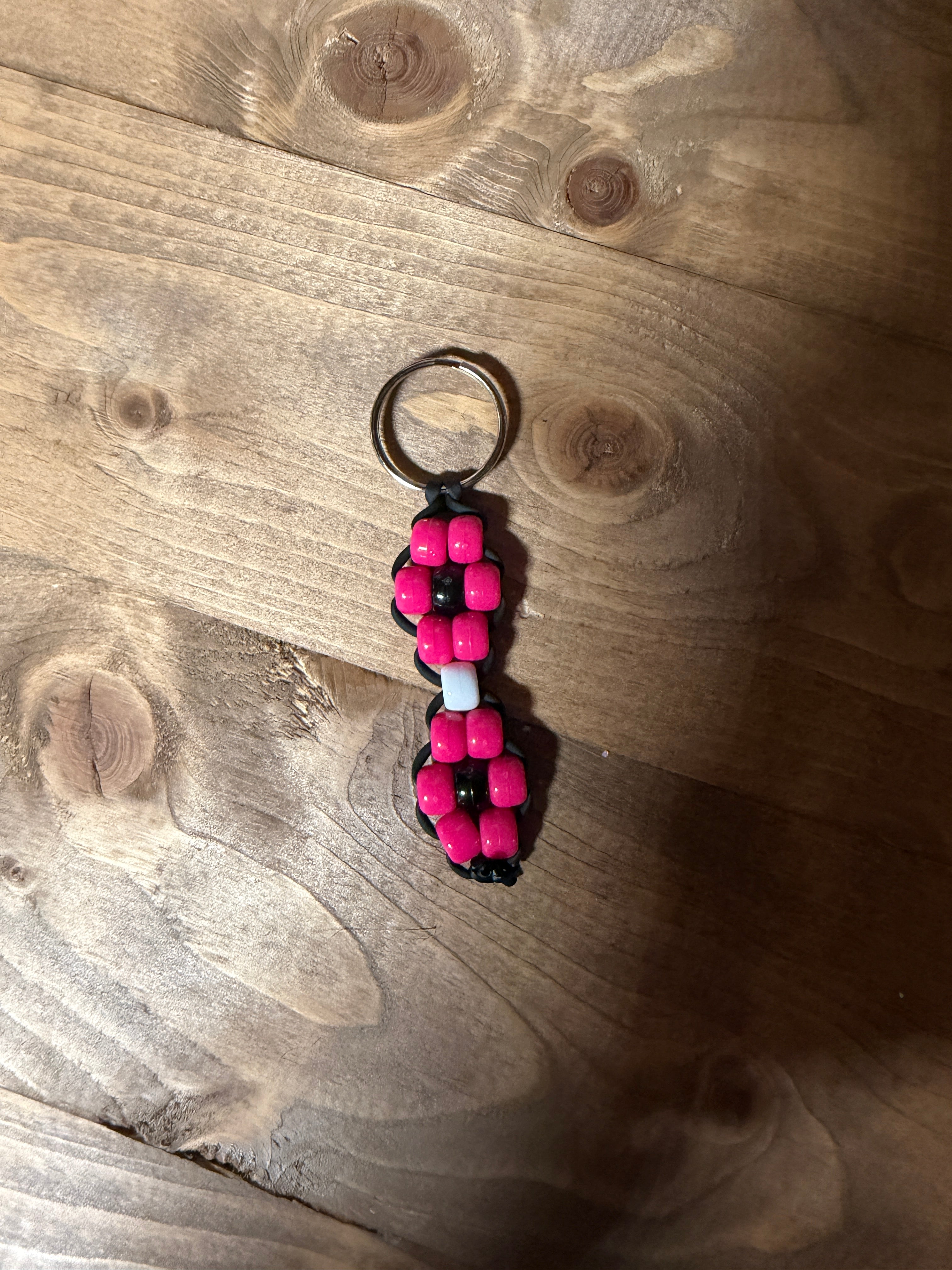 Hot Pink Flower Keychain
