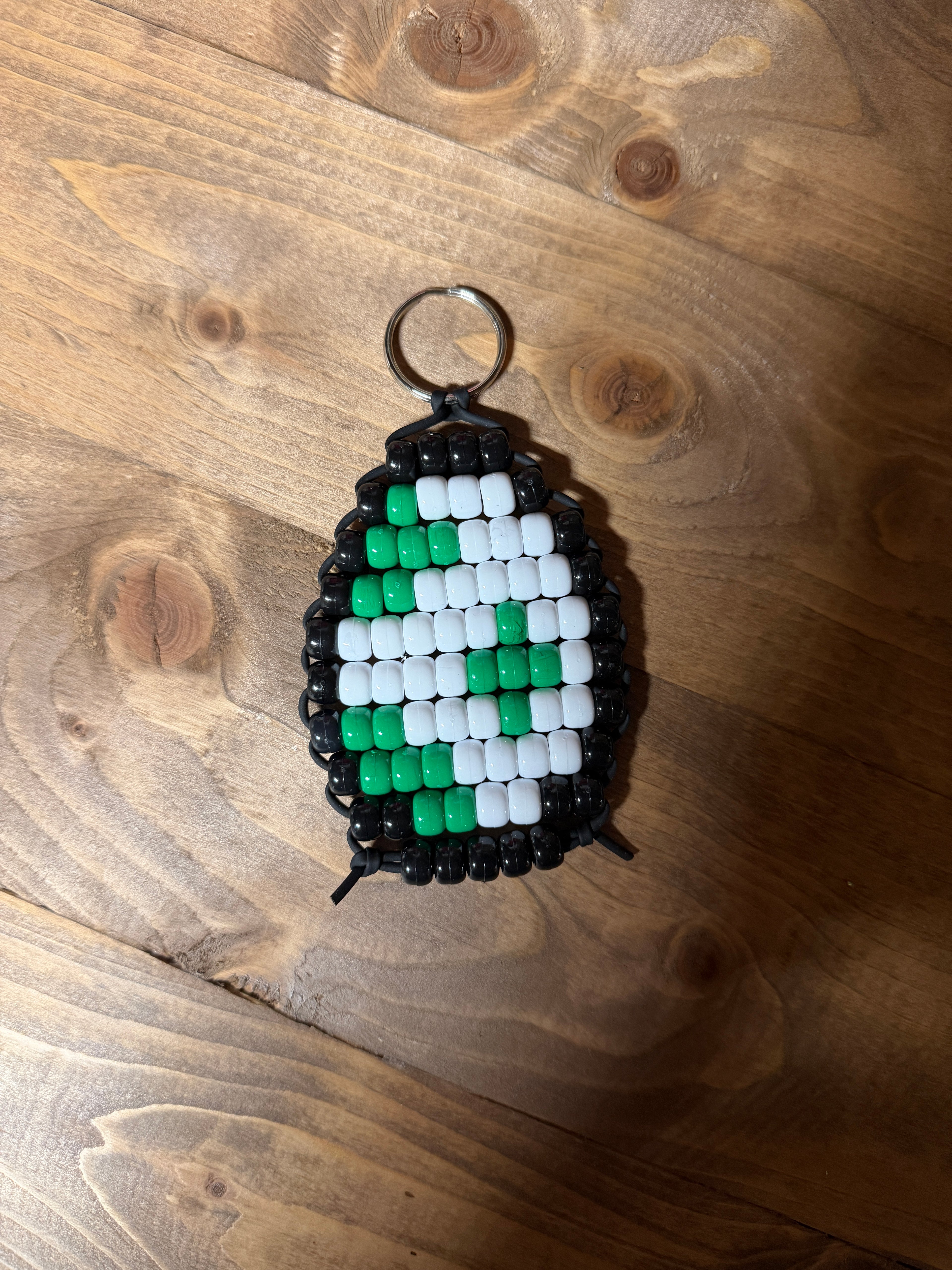 Green & White Egg Keychain