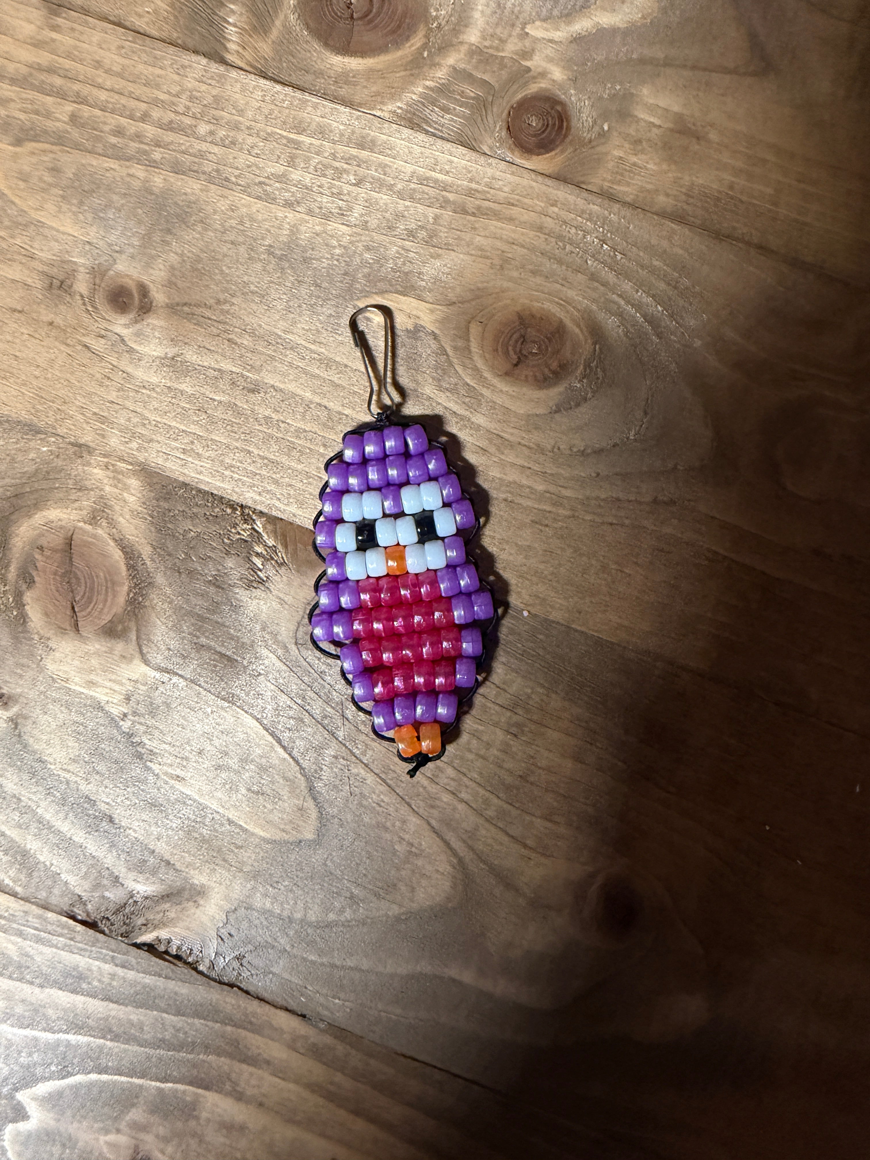 Small Purple Pearl Owl Keychain