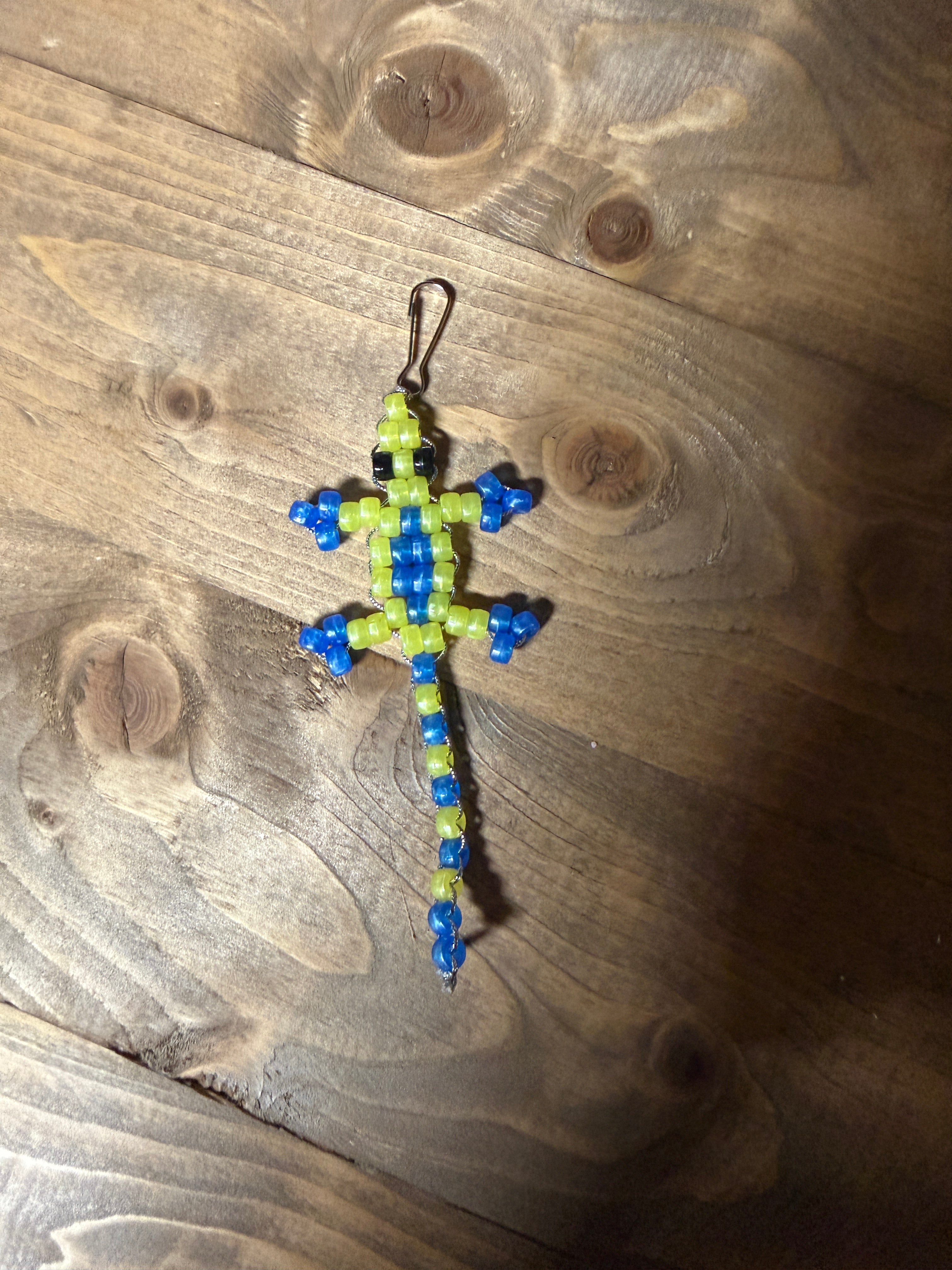 Small Yellow & Blue Lizard Keychain