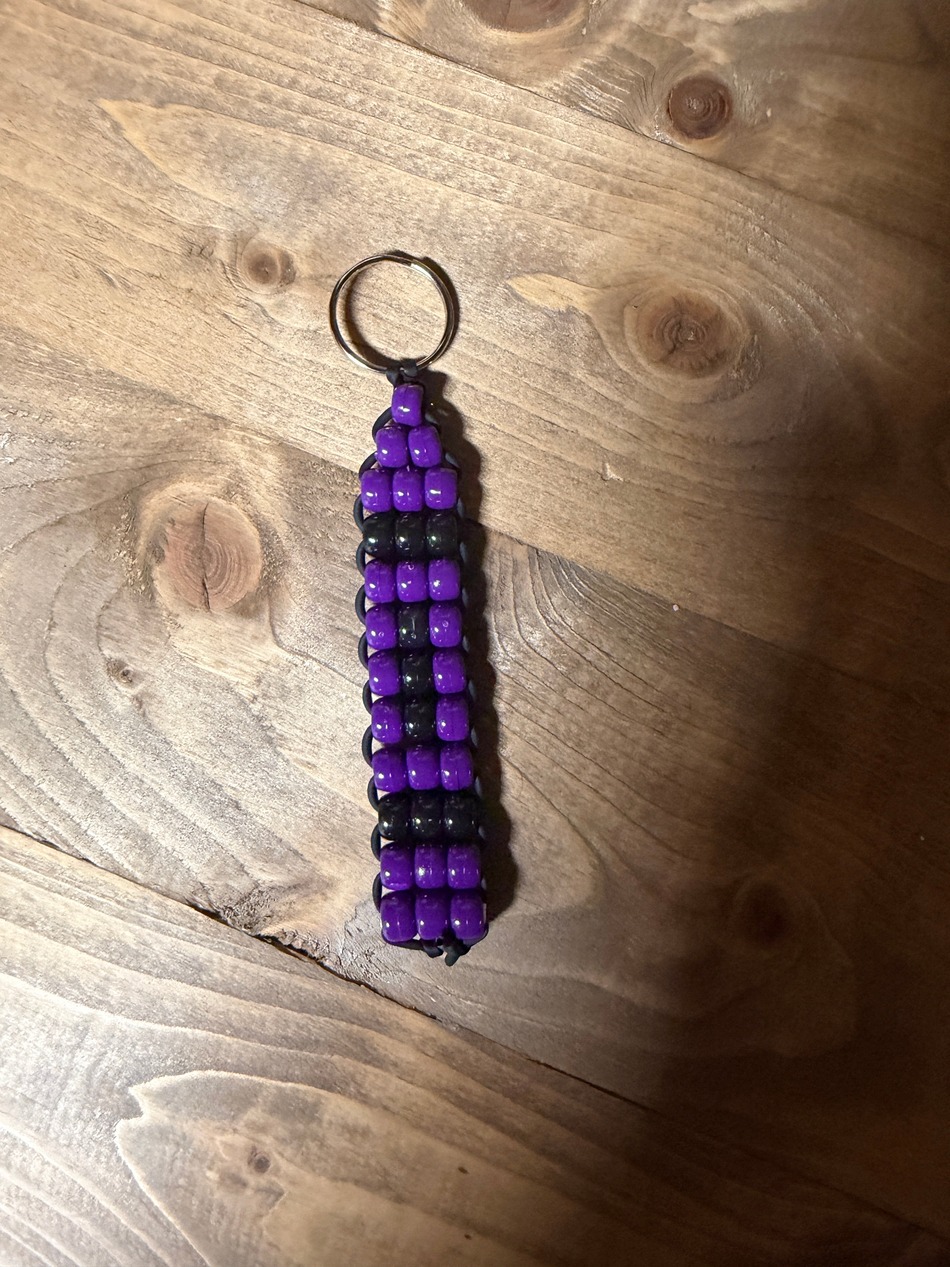 Dark Purple & Black Crayon Keychain
