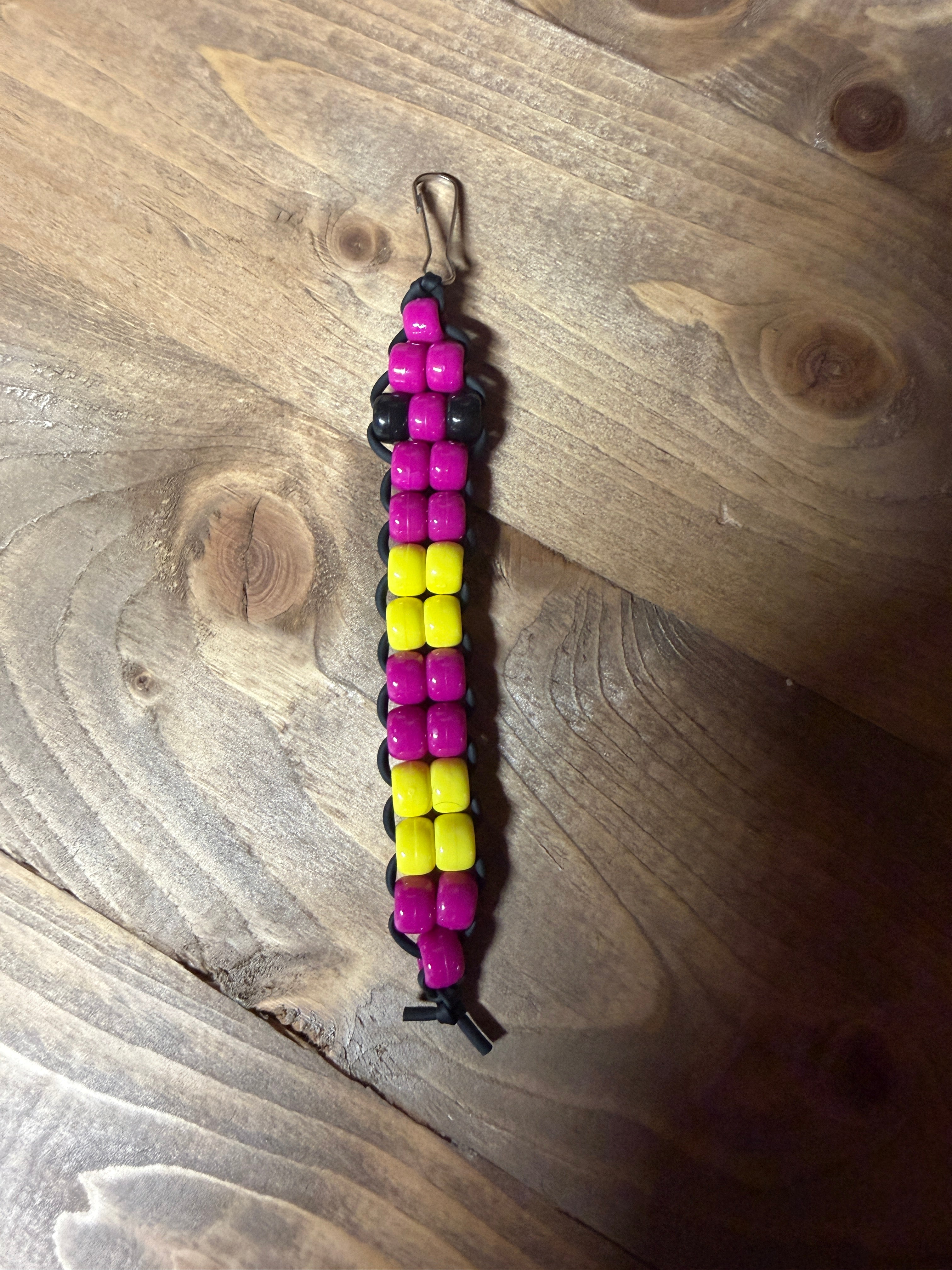 Pink & Yellow Snake Keychain