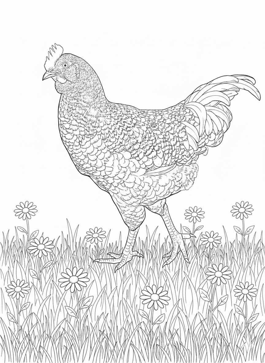 Barred Rock - Digital Coloring Page